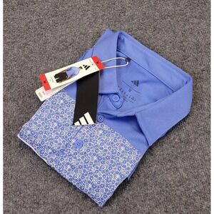 NWT Adidas Golf Polo Mens Medium Performance Stretch Floral Stripe